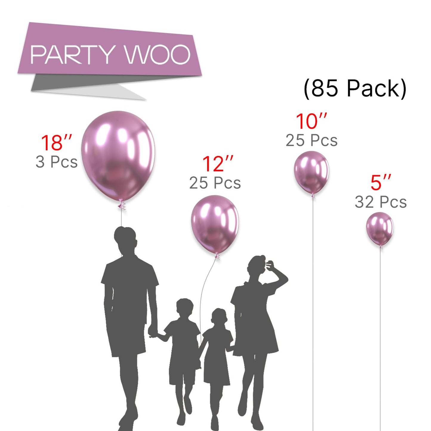 Pale Pink Balloons, 85 pcs Pink Balloons Different Sizes Pack of 18 Inch 12 Inch 10 Inch 5 Inch Pink Latex Balloons