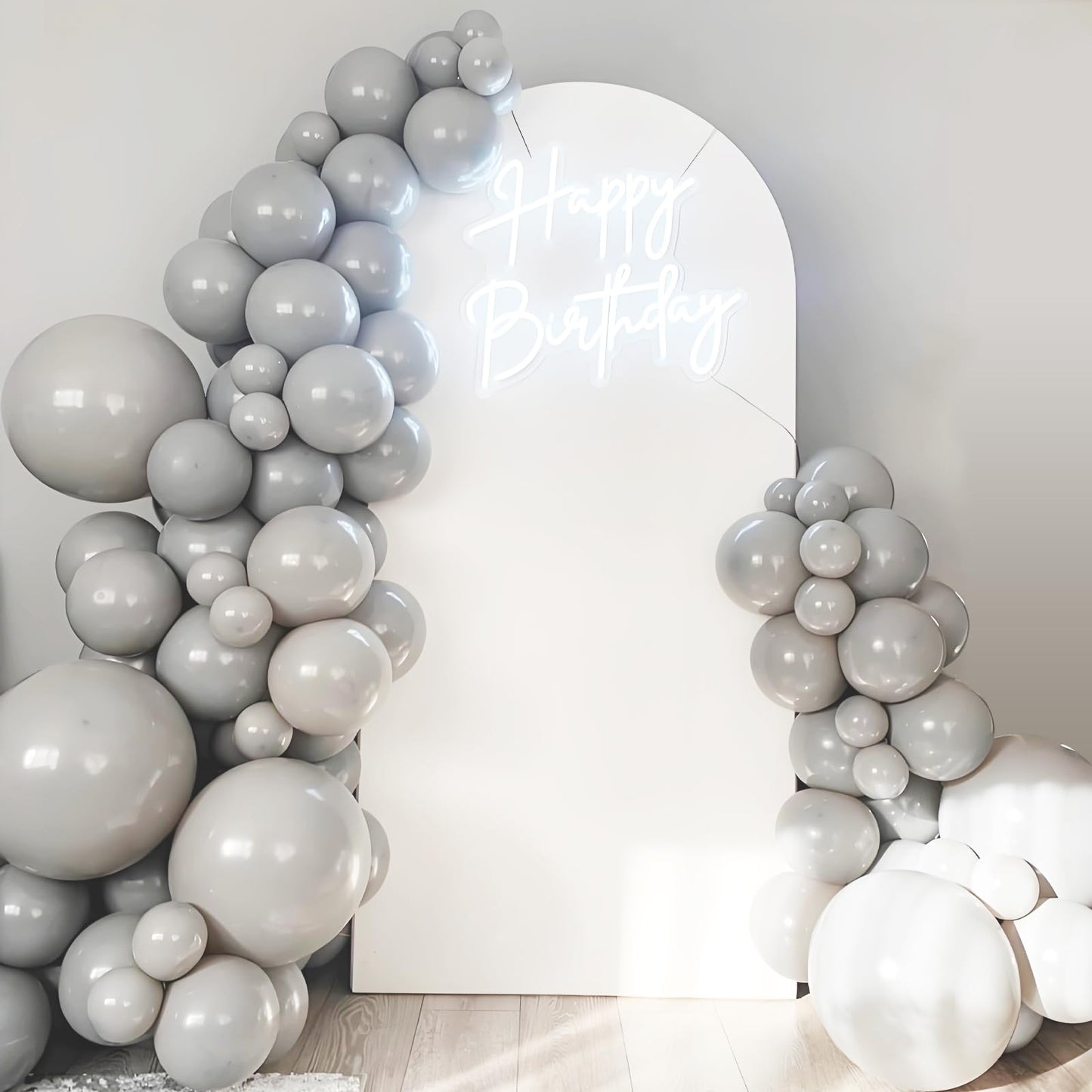 120pc Metallic Balloon Arch Kit, 18 12 10 5 inch Chrome Silver Latex Balloons Different Sizes Metallic Balloon Garland for Wedding Baby Shower Disco Birthday Party Decorations