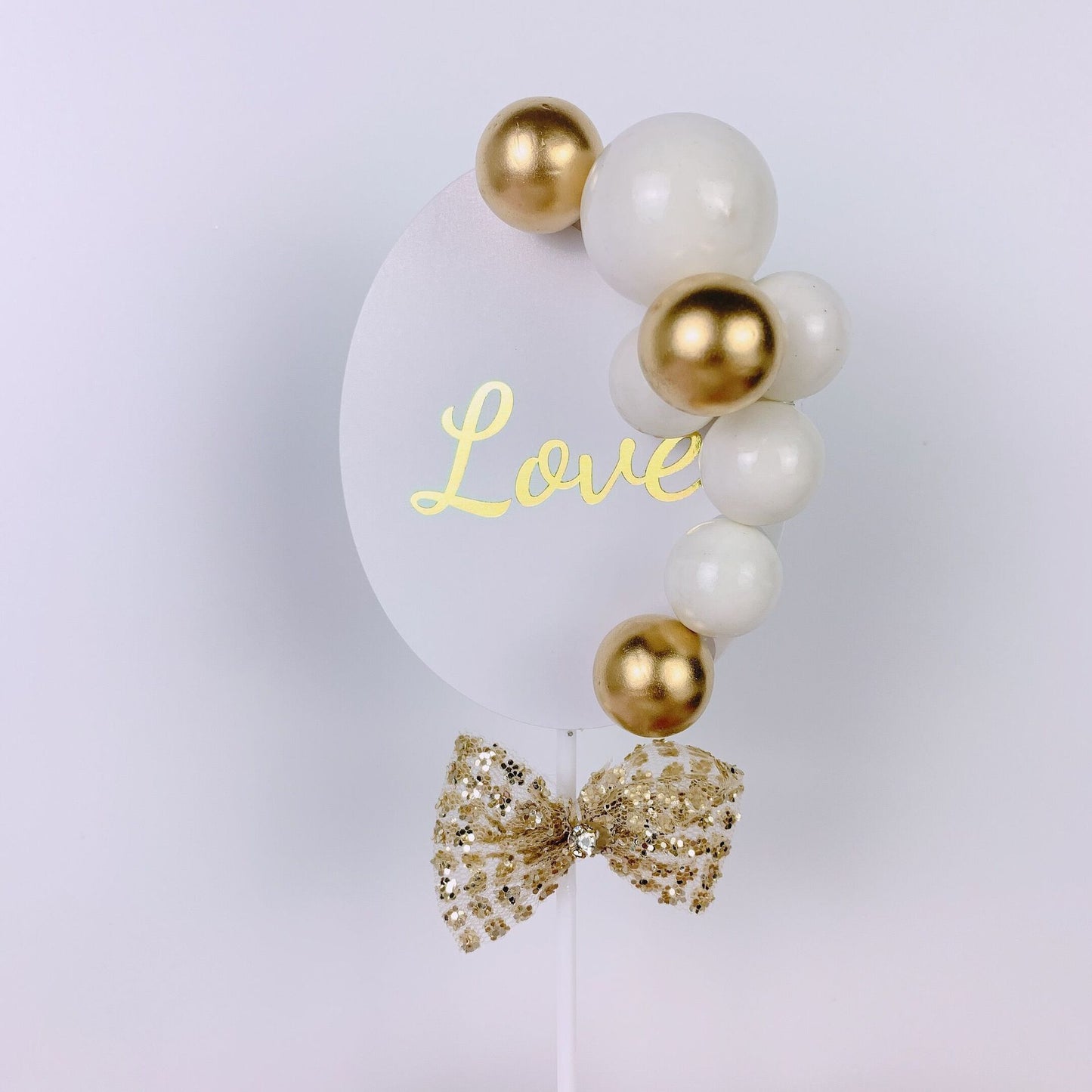 Balloon Cake Topper in White and Gold