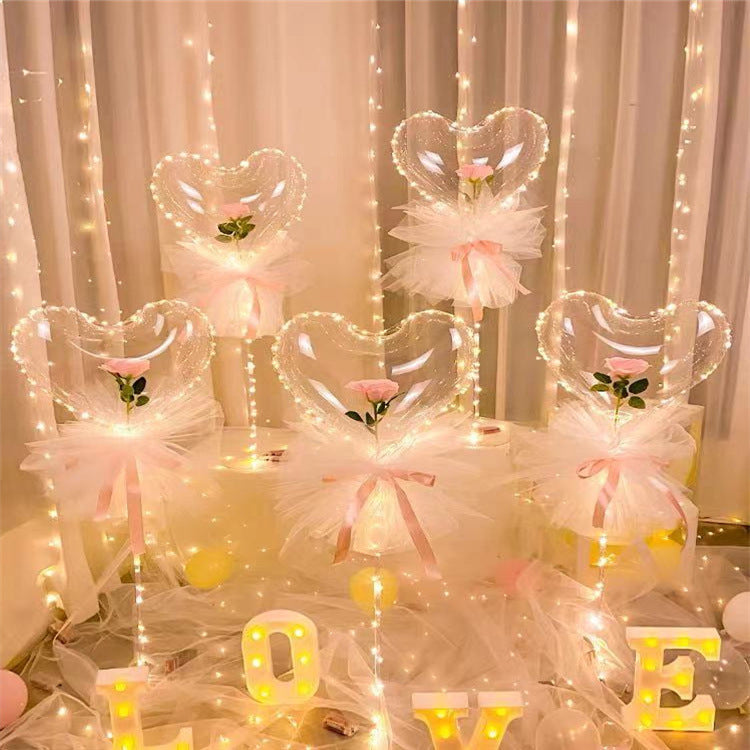 DIY Bobo Ball Rose Flower Bouquet Balloon with Lights