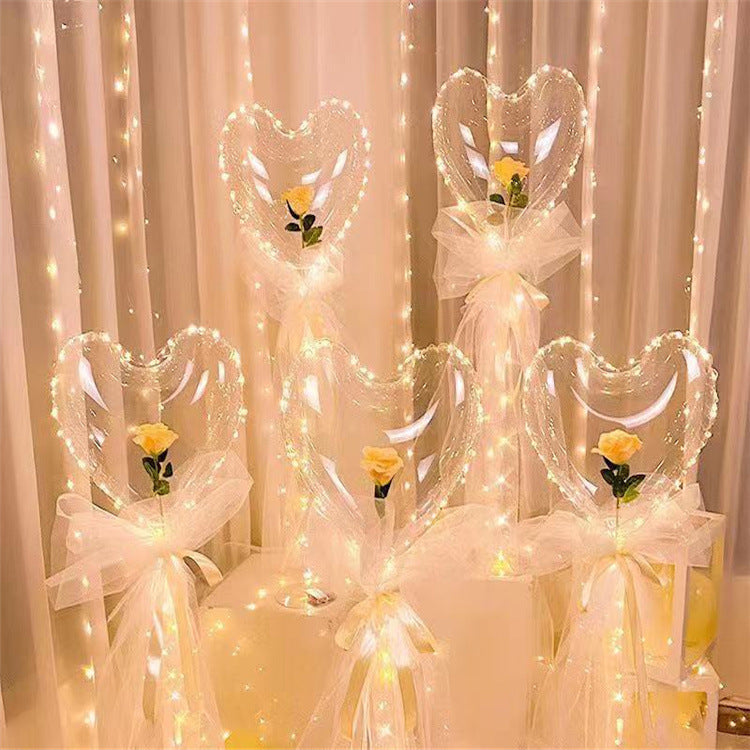 DIY Bobo Ball Rose Flower Bouquet Balloon with Lights