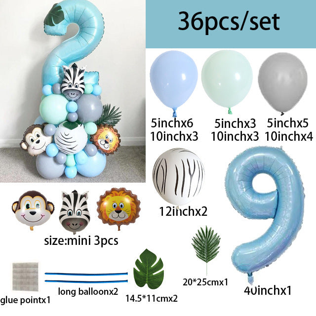 40-inch Digital Zebra Forest Animal Balloon Set