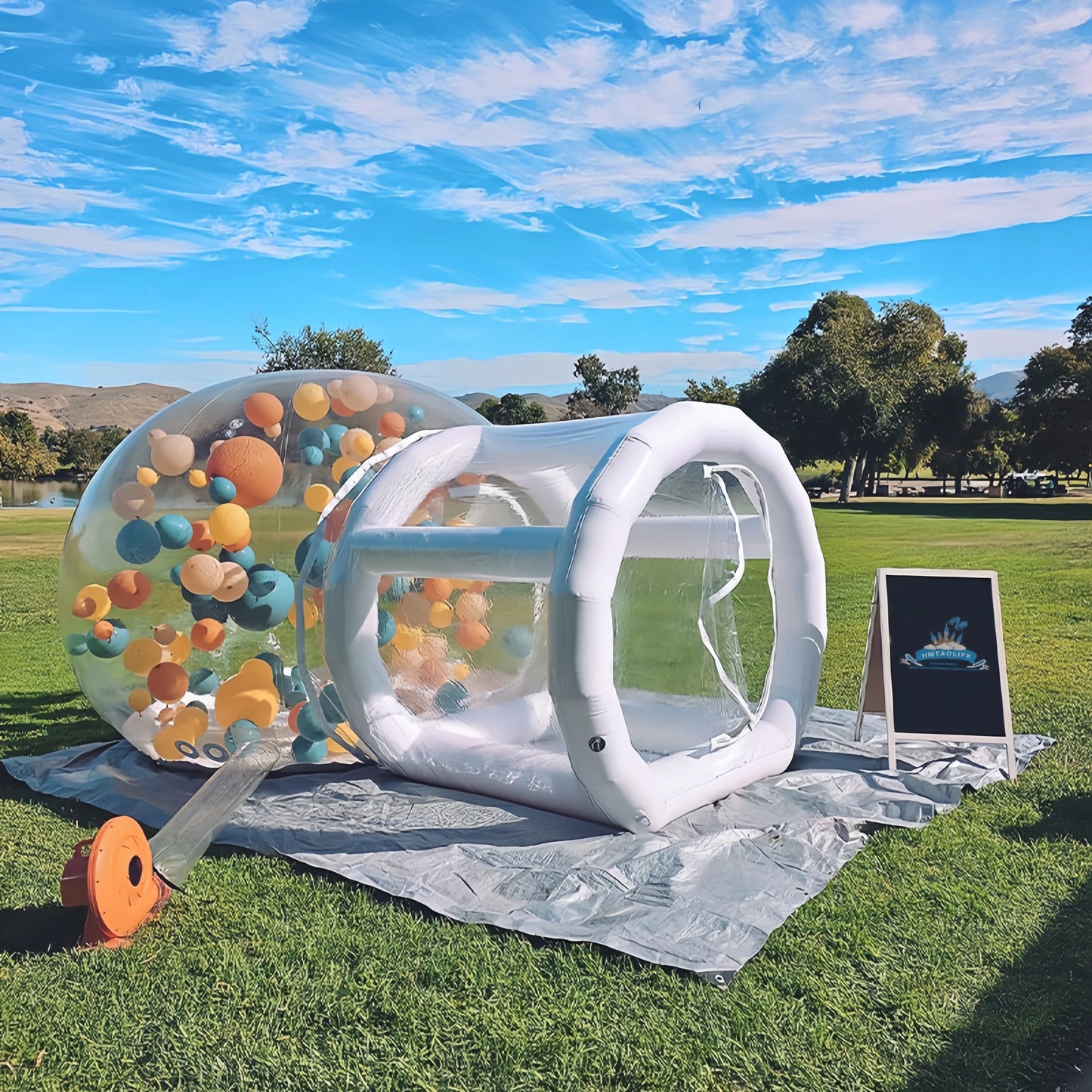 Factory Direct Sale Balloon inflatable bubble house with trampoline and transparent dome PVC material with blower