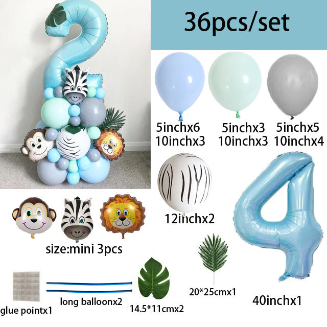 40-inch Digital Zebra Forest Animal Balloon Set