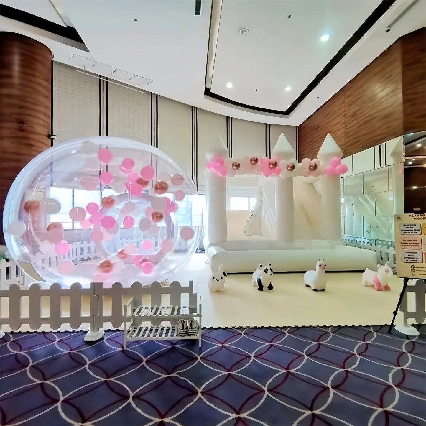 Factory Direct Sale Balloon inflatable bubble house with trampoline and transparent dome PVC material with blower