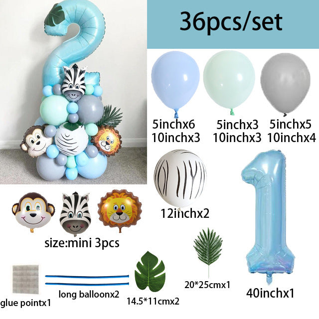 40-inch Digital Zebra Forest Animal Balloon Set