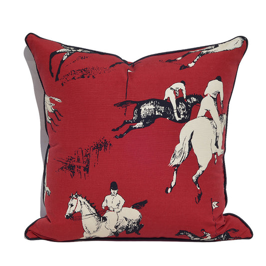 Red Equestrian Cushion Cover