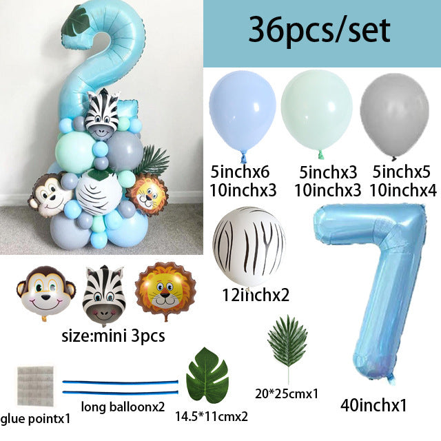 40-inch Digital Zebra Forest Animal Balloon Set